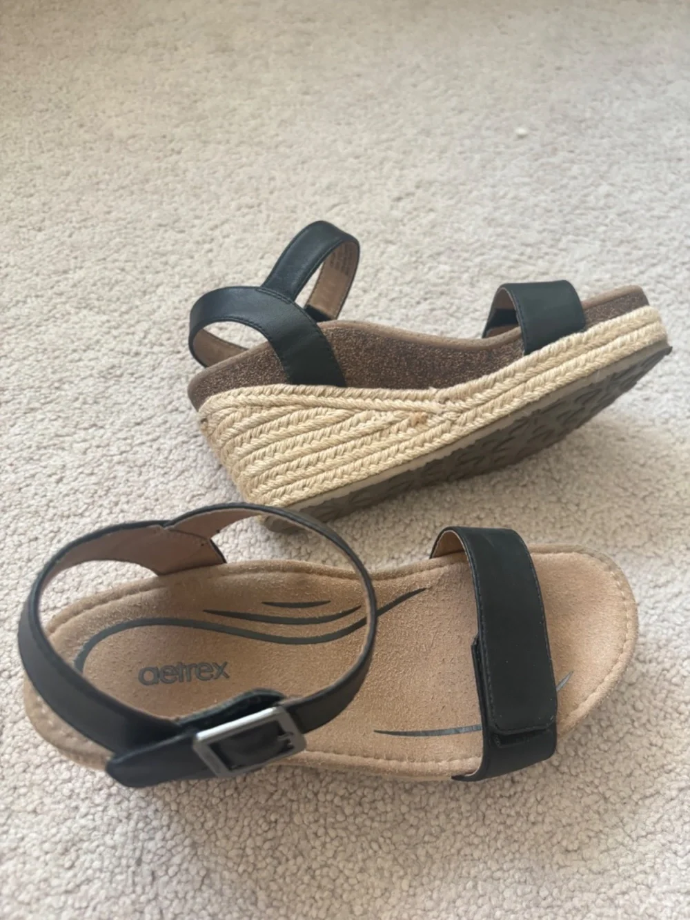 Aetrex Sydney Quarter Strap Espadrille Wedge